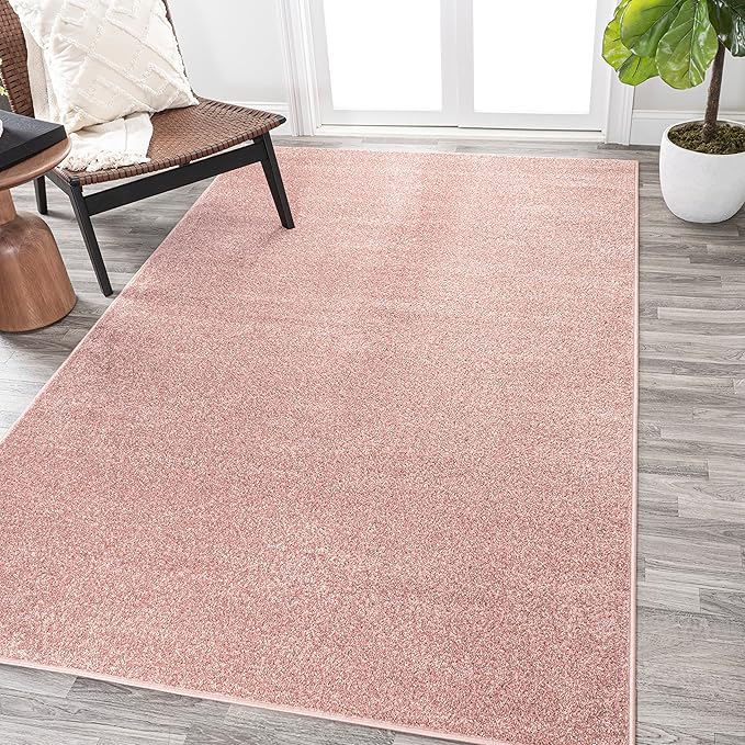 JONATHAN Y Haze Solid Low-Pile Pink Indoor Area Rug 10x14, Coastal,Bohemian,Minimalist,Classic, Easy-Cleaning for Living Room,Bedroom,Kitchen,Pet Friendly,Non-Shedding (SEU100P-14)