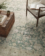 Loloi Magnolia Home by Joanna Gaines Sinclair Collection SIN-05 Jade/Sand 2'-3" x 3'-9", .25" Pile Height, Machine Washable, Accent Rug