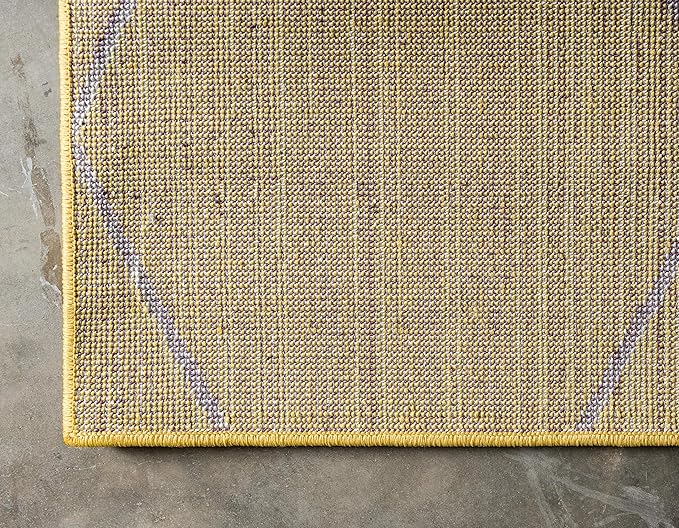 Unique Loom Trellis Frieze Collection Area Rug - Geometric (8' x 11', Yellow/ Ivory)