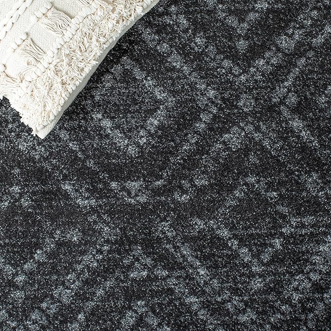 SAFAVIEH Adirondack Collection Area Rug - 6' Square, Dark Grey & Grey, Modern Diamond Distressed Design, Non-Shedding & Easy Care, Ideal for High Traffic Areas in Living Room, Bedroom (ADR131F)