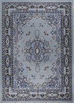 Home Dynamix Premium Sakarya Traditional Medallion Border Area Rug, Silver, 21"x35" Rectangle