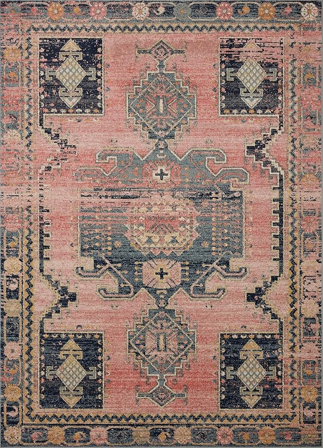 Loloi Jocelyn Collection JOC-06 Rose/Rose 6'-7" x 9'-7" .38" Thick Area Rug