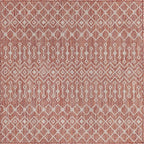 Unique Loom Outdoor Trellis Collection Area Rug - Tribal Trellis (5' 3" Square, Rust Red/ Ivory)