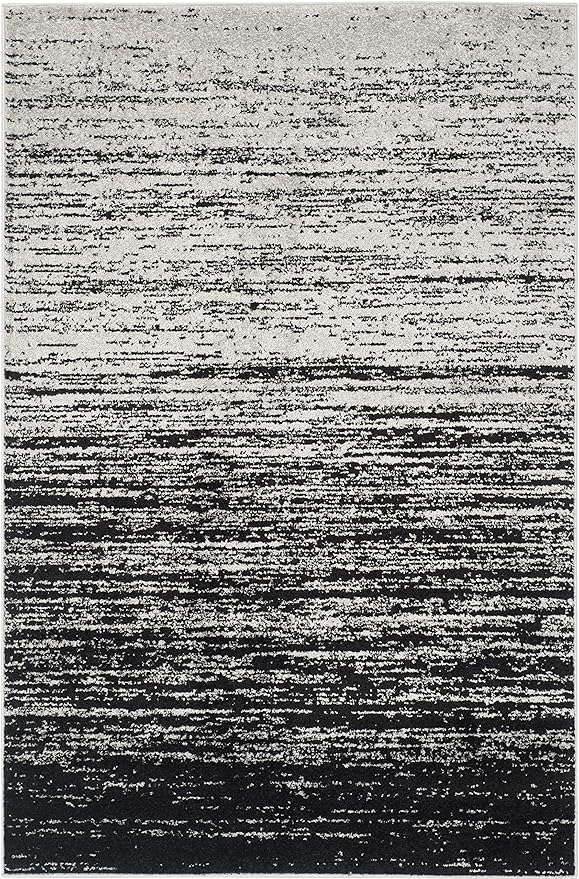 SAFAVIEH Adirondack Collection Area Rug - 5'1" x 7'6", Silver & Black, Modern Ombre Design, Non Shedding & Easy to Clean, Ideal for Living Room, Bedroom, Office, Dining Space (ADR113A)
