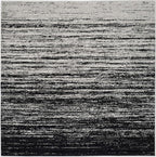 SAFAVIEH Adirondack Collection Area Rug - 6' Square, Silver & Black, Modern Ombre Design, Non Shedding & Easy to Clean, Ideal for Living Room, Bedroom, Office, Dining Space (ADR113A)