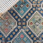 SAFAVIEH Madison Collection Area Rug - 9' x 12', Navy & Beige, Boho Diamond Distressed Design, Non-Shedding & Easy Care, Ideal for High Traffic Areas in Living Room, Bedroom (MAD418M)
