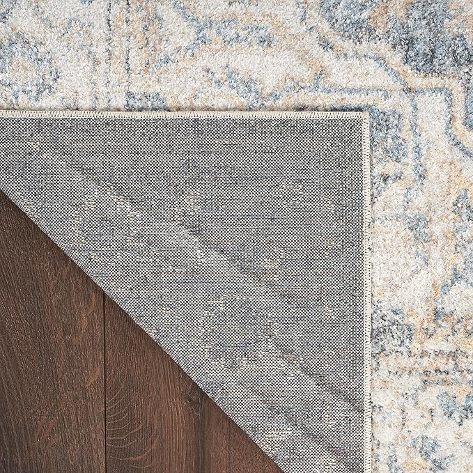 Nourison Home Astra Machine Washable Traditional Grey/Blue 6'7" x 9' Area Rug, Easy Clean, Non Shedding, Bed Room, Living Room, Dining Room, Kitchen (7x9)