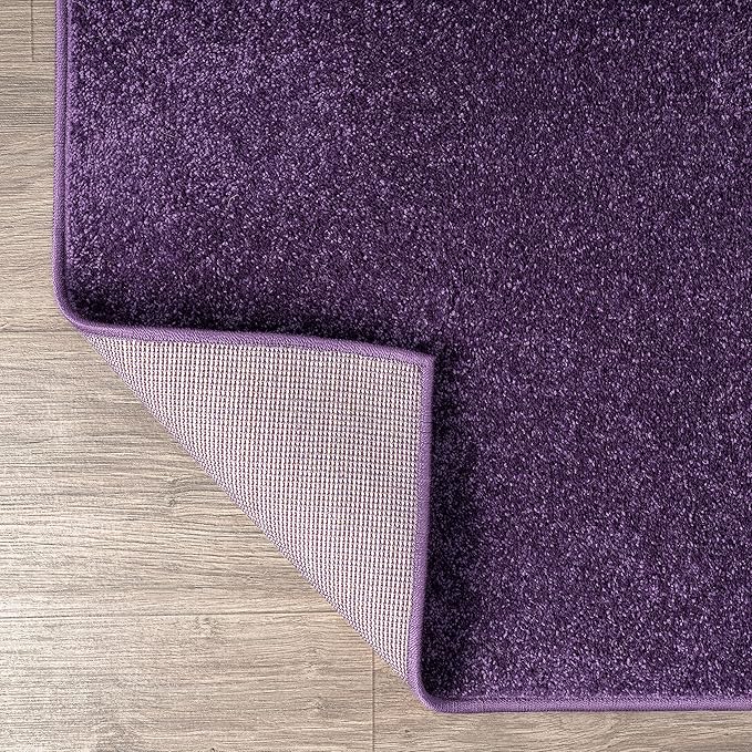 Eyely UES100N-216 Supersoft Haze Solid Low-Pile Indoor Runner Rug, Coastal, Bohemian, Minimalist, Classic, Casual for Bedroom,Kitchen,Living Room,Non Shedding,Easy-Washing, Purple, 2 X 16