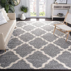 SAFAVIEH Dallas Shag Collection Area Rug - 10' x 14', Grey & Ivory, Trellis Design, Non-Shedding & Easy Care, 1.5-inch Thick Ideal for High Traffic Areas in Living Room, Bedroom (SGD257G)