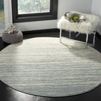 SAFAVIEH Adirondack Collection Area Rug - 7' Round, Slate & Cream, Modern Ombre Design, Non Shedding & Easy to Clean, Ideal for Living Room, Bedroom, Office, Dining Space (ADR113T)