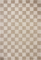 Loloi Chris Loves Julia Calvin Collection CLV-01 Pebble/Ivory 9'-6" x 12'-6" Area Rug Checkered Neutral Soft Living Room Bedroom Carpet