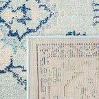 SAFAVIEH Monaco Collection Accent Rug - 4' x 5'7", Light Blue & Ivory, Medallion Distressed Design, Non-Shedding & Easy Care, Ideal for High Traffic Areas in Entryway, Living Room, Bedroom (MNC243K)