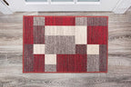 Modern Boxes Design Non-Slip (Non-Skid) Area Rug 20" X 30" Red