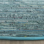 SAFAVIEH Rag Rug Collection Area Rug - 6' Round, Blue & Multi, Handmade Boho Stripe Cotton, Ideal for High Traffic Areas in Living Room, Bedroom (RAR121B)