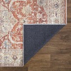 Bloom Rugs Caria Washable Non-Slip 10 ft Runner - Orange/Olive Beige Traditional Runner for Entryway, Hallway, Bathroom, and Kitchen - Exact Size: 2'6" x 10'
