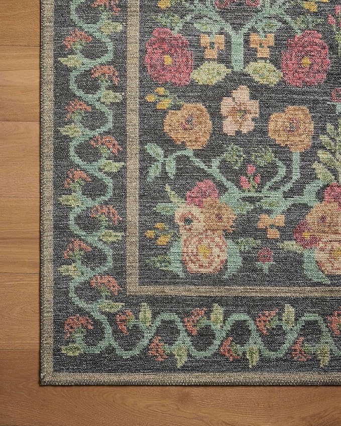 Loloi Rifle Paper Co. Rosa Collection RSA-01 Black 2'-6" x 7'-6" Runner Rug