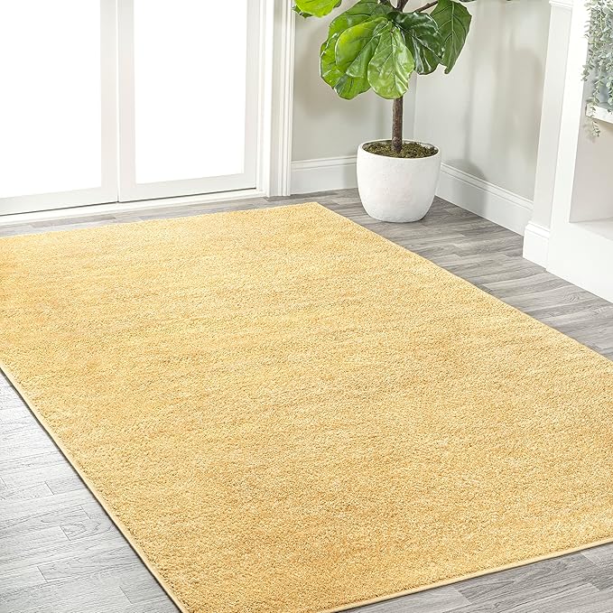 JONATHAN Y Haze Solid Low-Pile Mustard Indoor Area Rug 12x15, Coastal,Bohemian,Minimalist,Classic, Easy-Cleaning for Living Room,Bedroom,Kitchen,Pet Friendly,Non-Shedding (SEU100B-15)
