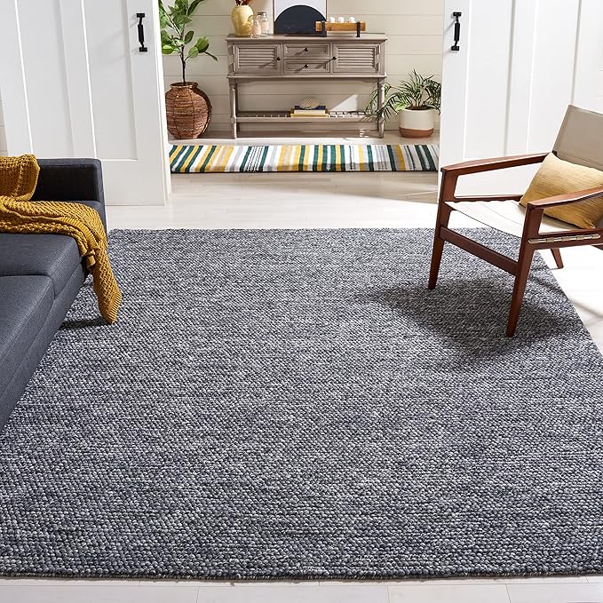 SAFAVIEH Area Rug 9x12 - Natura Collection - Large - Dark Grey, Handmade Wool Blend, Textured Design, Ideal for Living Room, Bedroom, Dining Space (NAT620H)