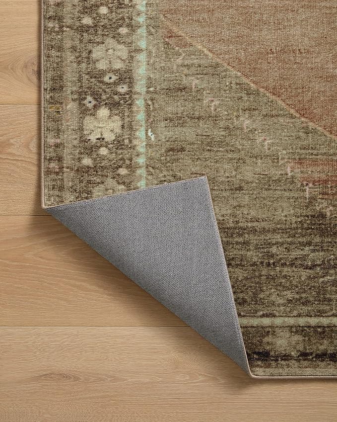 Loloi Magnolia Home by Joanna Gaines Sinclair Collection SIN-06 Clay/Tobacco 2'-3" x 9'-6", .25" Pile Height, Machine Washable, Runner Rug