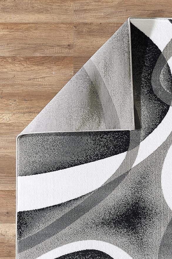 GLORY RUGS Modern Area Rug Swirls Carpet Bedroom Living Room Contemporary Dining Accent Sevilla Collection 4816A… (Grey, 8'x10')