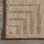 Nuloom Asha Light Brown/Ivory, 4' x 6', Casual, Striped Border, Soft and Cozy, High Traffic, Stain Resistant, Easy Clean, Durable Area Rug for Indoor/Outdoor Patio, Deck, Porch, Garden, Courtyard