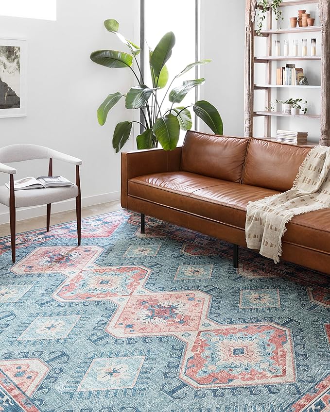Loloi Skye Collection SKY-03 Turquoise/Terracotta 2'-6" x 10'-0" Runner Rug