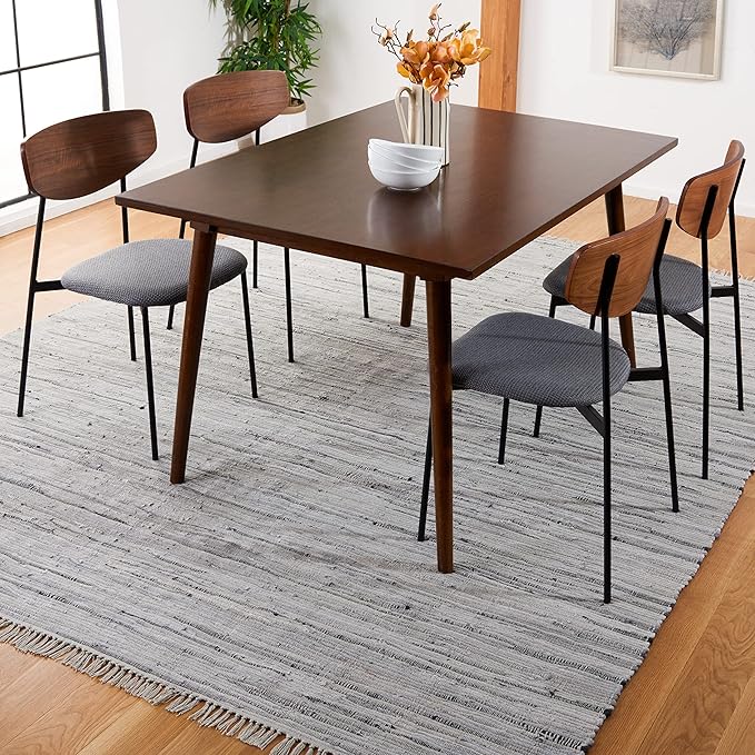SAFAVIEH Rag Rug Collection X-Large Area Rug - 11' x 15', Grey, Handmade Boho Stripe Cotton, Ideal for High Traffic Areas in Living Room, Bedroom (RAR121A)