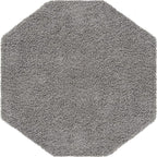 Unique Loom Solid Shag Collection Area Rug (6' 1" Octagon, Cloud Gray)