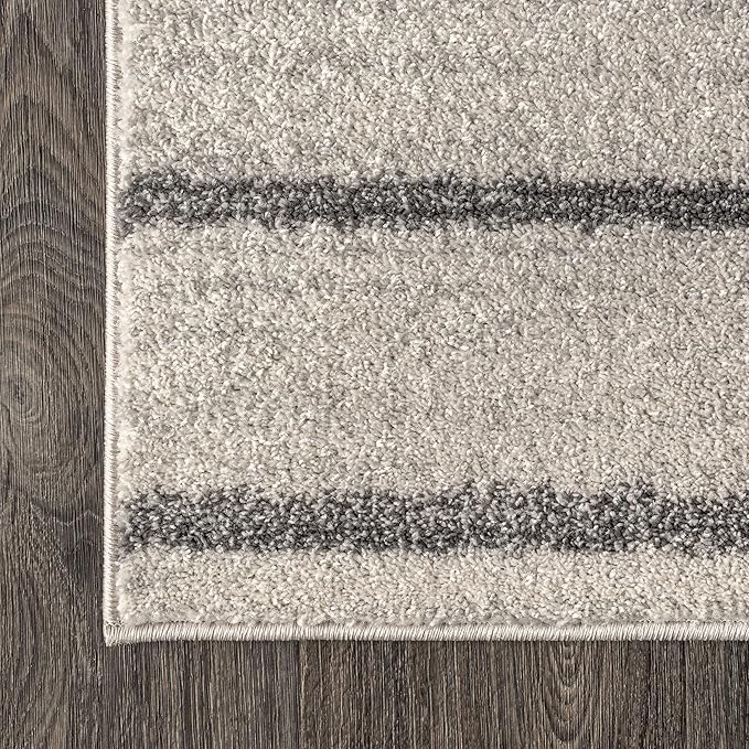 JONATHAN Y Williamsburg Minimalist Stripe Cream/Gray Indoor Area Rug, 8x10, Contemporary, Modern, Easy-Cleaning for Living Room, Bedroom, Kitchen, Pet Friendly, Non-Shedding (MOH201A-8)