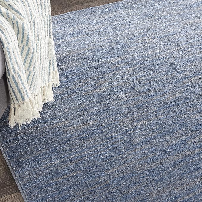 Nourison Home Nourison Essentials Blue Grey 7' x Square Area Rug - Easy Clean, Non Shedding, Bed Room, Living Room, Dining Room, Kitchen (7' x Square)