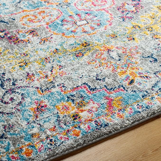 Livabliss Area Rugs - 5x7 Odelia Vintage Boho Beige Mustard Gray Area Rug for Living Room Bedroom - Floral Medallion Stain Resistant Carpet for Kitchen, Nursery, Office (5'3" x 7'3")