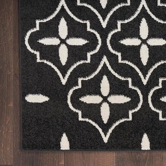 Nourison Home Nourison Essentials Black Ivory 4' x 6' Area Rug - Easy Clean, Non Shedding, Bed Room, Living Room, Dining Room, Kitchen (4' x 6')