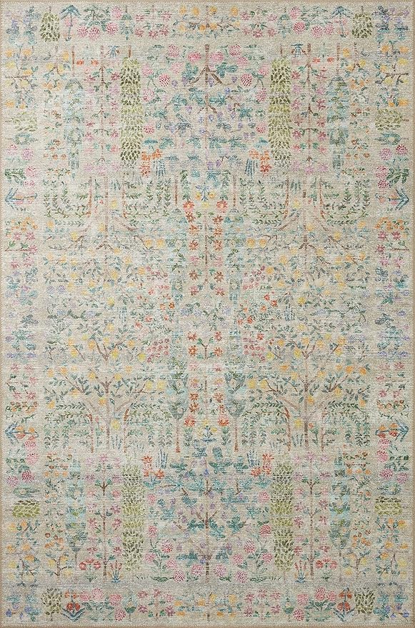 Loloi Rifle Paper Co. Maison Collection MAO-07 Khaki 5'-0" x 7'-6", .19" Pile Height, Area Rug