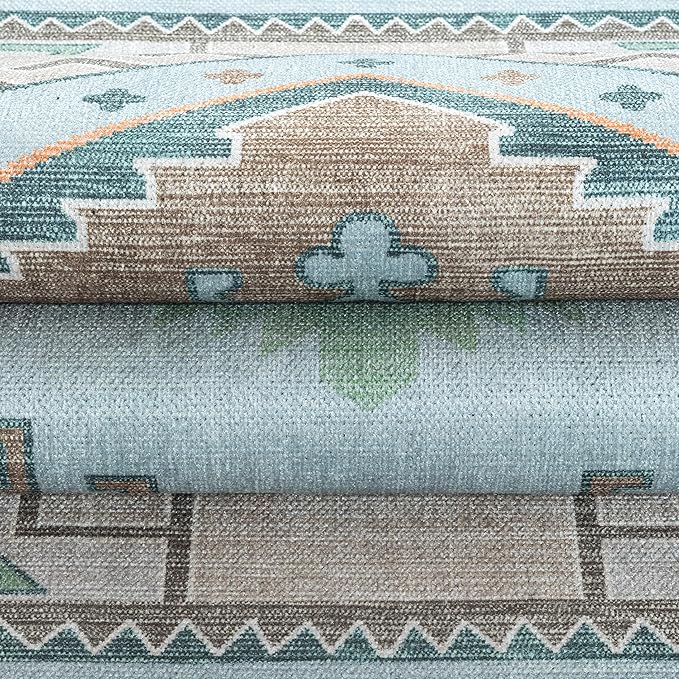 Fame Living Washable Area Rug. Modern Farmhouse. Vintage. Turkish. Bohemian. Distressed. Oriental. Traditional. Rugs for Living Room. Dining. Bedroom. Office. Entryway. Foyer. (856GG, 9'5" x 14')
