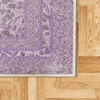Ambesonne Folk Art Decorative Rug, Vintage Leaves Flowers and Ivy Branches in Nostalgic Earth Tones, Quality Carpet for Bedroom Dorm and Living Room, 2' x 5', Lavender