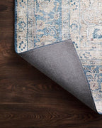 Loloi Layla Collection LAY-07 Blue/Tangerine 9'-0" x 12'-0" .13" Thick Area Rug, Soft, Durable, Vintage Inspired, Distressed, Low Pile, Non-Shedding, Easy Clean, Printed, Living Room Rug