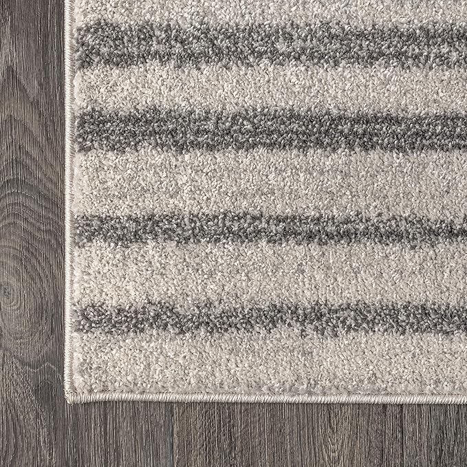 JONATHAN Y Lyla Offset Stripe Gray/Cream Indoor Area Rug, 3x5, Contemporary, Modern, Easy-Cleaning for Living Room, Bedroom, Kitchen, Pet Friendly, Non-Shedding (MOH204A-3)