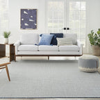 Nourison Home Courtyard Ivory Blue 8' x 10' Area Rug - Easy Clean, Non Shedding, Bed Room, Living Room, Dining Room, Kitchen (8' x 10')