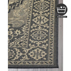FH Home Flat Woven Outdoor Rug - Waterproof, Easy to Clean, Stain Resistant - Premium Polypropylene Yarn - Vintage - Porch, Deck, Balcony,Laundry Room - Ankara - Charcoal - 2ft 8in x 4 ft 11in
