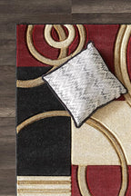 GLORY RUGS Area Rug Modern Soft Hand Carved Contemporary Floor Carpet with Premium Fluffy Texture for Indoor Living Dining Room and Bedroom Area (Dark Red, 8'x10')