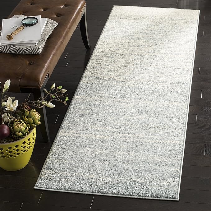 SAFAVIEH Adirondack Collection Runner Rug - 2'6" x 14', Slate & Cream, Modern Ombre Design, Non Shedding & Easy to Clean, Ideal for Hallway, Foyer, Kitchen, Entryway, Bedroom (ADR113T)