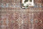 Loloi Layla Collection LAY-01 Brick/Blue 2'-6" x 9'-6" .13" Thick Runner Rug, Soft, Durable, Vintage Inspired, Distressed, Low Pile, Non-Shedding, Easy Clean, Printed, Living Room Rug