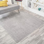 Eyely UES100K-9SQ Supersoft Haze Solid Low-Pile Indoor Area Rug, Coastal, Bohemian, Minimalist, Classic, Casual for Bedroom,Kitchen,Living Room,Non Shedding,Easy-Washing, Gray, 9' Square