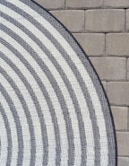 Unique Loom Sabrina Soto Outdoor Collection Geometric, Modern, Vibrant, Carved Area Rug (8' 0 x 8' 0 Round, Navy Blue/ Ivory)