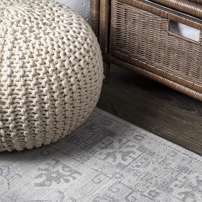 JONATHAN Y Modern Vintage Medallion Light Grey Runner Rug, 2x8, Country, Floral, Easy-Cleaning for Living Room, Bedroom, Kitchen, Pet Friendly, Non-Shedding (MDP108B-28)