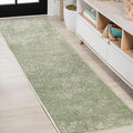 JONATHAN Y Haze Solid Low-Pile Green Runner Rug 2x16, Coastal,Bohemian,Minimalist,Classic, Easy-Cleaning for Living Room,Bedroom,Kitchen,Pet Friendly,Non-Shedding (SEU100O-216)