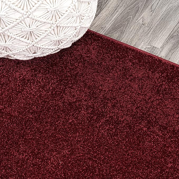 Eyely UES100Q-5OV Supersoft Haze Solid Low-Pile Indoor Area Rug, Coastal, Bohemian, Minimalist, Classic, Casual for Bedroom,Kitchen,Living Room,Non Shedding,Easy-Washing, Red, 5 X 8 Oval