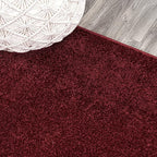 Eyely UES100Q-212 Supersoft Haze Solid Low-Pile Indoor Runner Rug, Coastal, Bohemian, Minimalist, Classic, Casual for Bedroom,Kitchen,Living Room,Non Shedding,Easy-Washing, Red, 2 X 12
