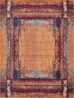 Unique Loom Estrella Collection Rustic, Distressed, Modern, Abstract Area Rug (9' 0 x 12' 0 Rectangular, Orange/Black)