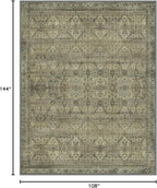 9x12 Area Rug Machine Washable Boho Rug for Living Room,Ultra-Thin Low Pile Carpet,Lightweight Indoor Printed Rug,Non Slip Floral Area Rug for Bedroom, Dining Room, Home Office,Sage